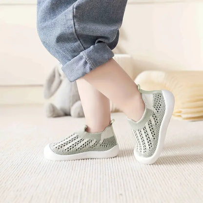 Little Maia Striped Machine-Washable Sock Shoes