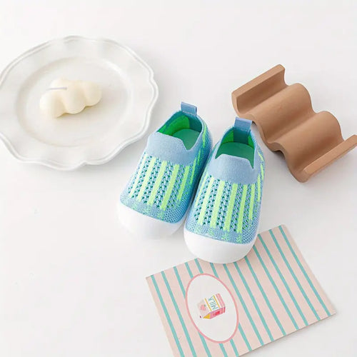 Little Maia Striped Machine-Washable Sock Shoes