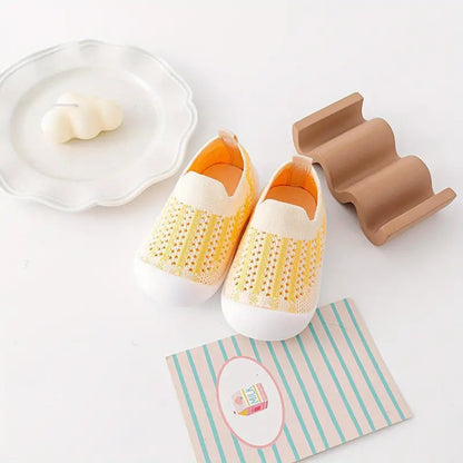 Little Maia Striped Machine-Washable Sock Shoes