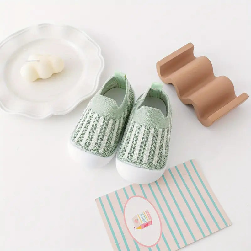 Little Maia Striped Machine-Washable Sock Shoes