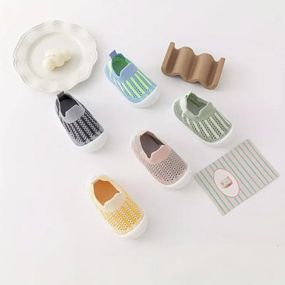 Little Maia Striped Machine-Washable Sock Shoes