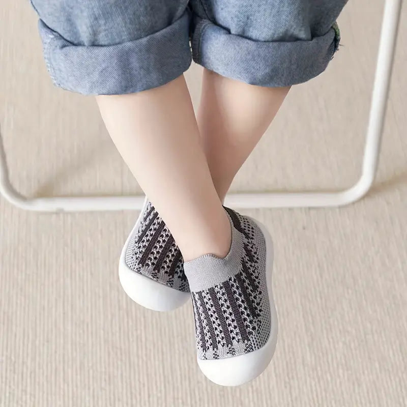 Little Maia Striped Machine-Washable Sock Shoes