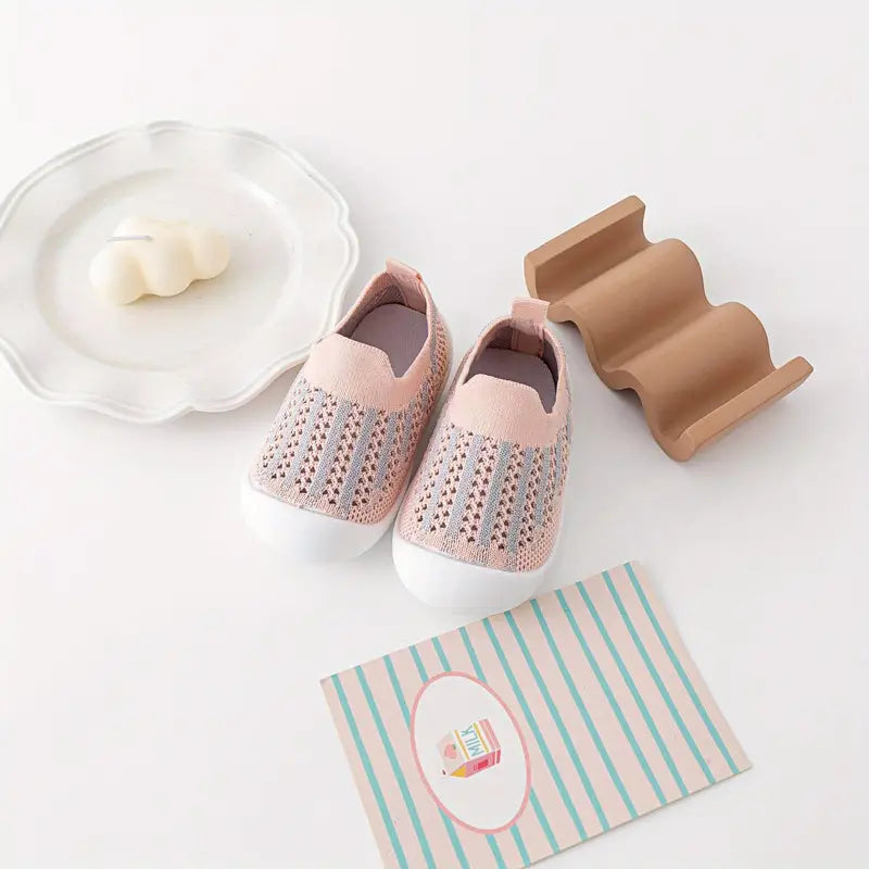 Little Maia Striped Machine-Washable Sock Shoes